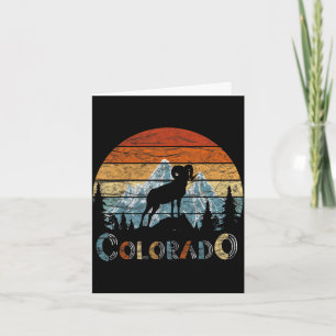 Colorado rocky mountains retro skiing camping card