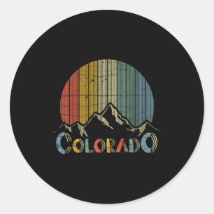 Colorado rocky mountains retro skiing camping classic round sticker