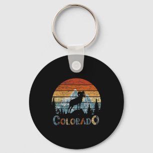 Colorado rocky mountains retro skiing camping key ring