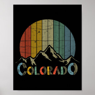Colorado rocky mountains retro skiing camping poster