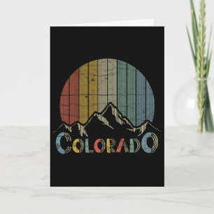 Colorado Rocky Mountains Retro Tee Skiing Camping Card