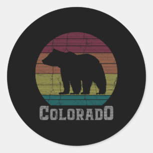 Colorado Rocky Mountains Retro Tee Skiing Camping Classic Round Sticker
