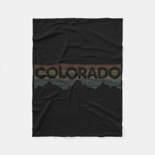 Colorado Rocky Mountains Retro Tee Skiing Camping Fleece Blanket