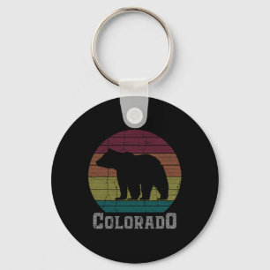 Colorado Rocky Mountains Retro Tee Skiing Camping Key Ring