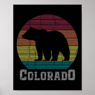 Colorado Rocky Mountains Retro Tee Skiing Camping Poster