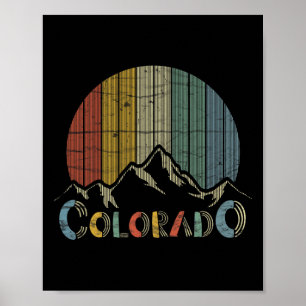 Colorado Rocky Mountains Retro Tee Skiing Camping Poster