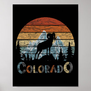 Colorado Rocky Mountains Retro Tee Skiing Camping Poster