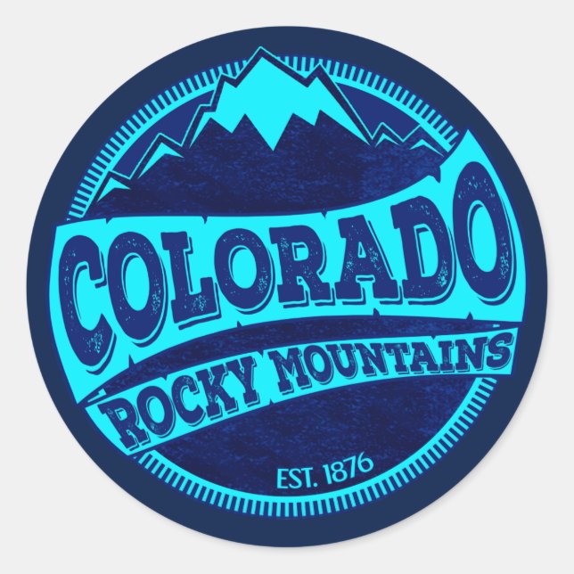 Colorado Rocky Mountains teal blue ink stickers (Front)