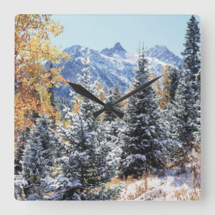 Colorado, San Juan Mountains, First snow Square Wall Clock