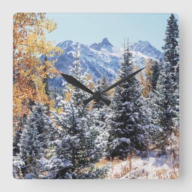 Colorado, San Juan Mountains, First snow Square Wall Clock (Front)
