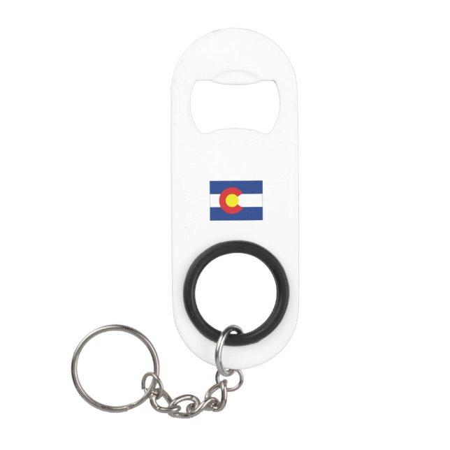 Colorado Shaped State Flag Keychain Bottle Opener (Front)