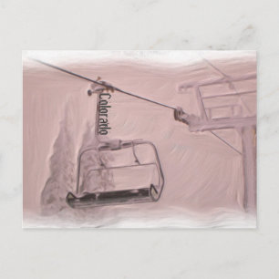 Colorado ski lift snow scene postcard
