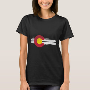 Colorado Skiing Shirt Colorado Flag Skis Mens Wome