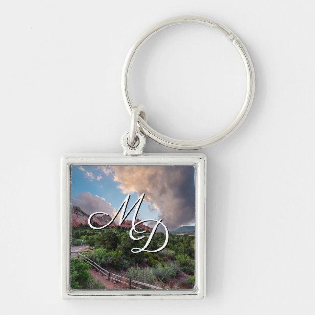 Colorado Sleeping Giant Sunrise Square Keychain (Front)