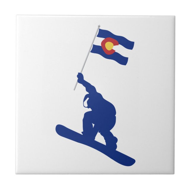 Colorado Snowboard Flag Ceramic Tile (Front)