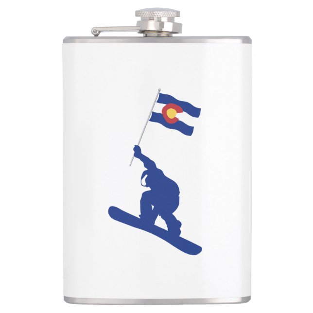 Colorado Snowboard Flag Hip Flask (Front)