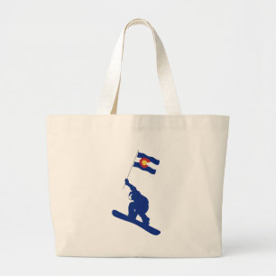 Colorado Snowboard Flag Large Tote Bag