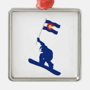 Colorado Snowboard Flag Metal Ornament