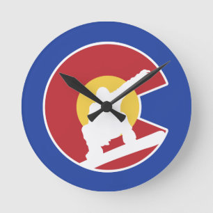 Colorado Snowboard Round Clock