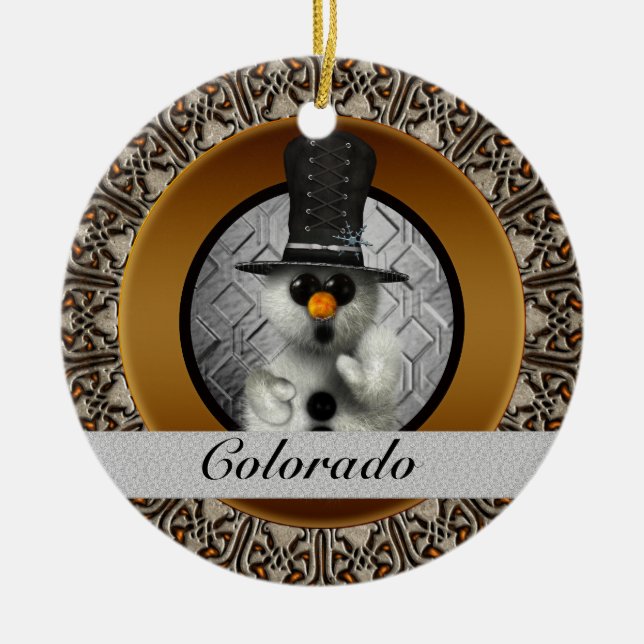 Colorado Snowman Christmas Ornament (Front)