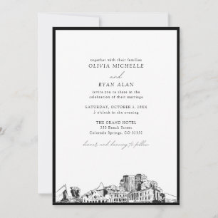 Colorado Springs Black & White Wedding Invitation
