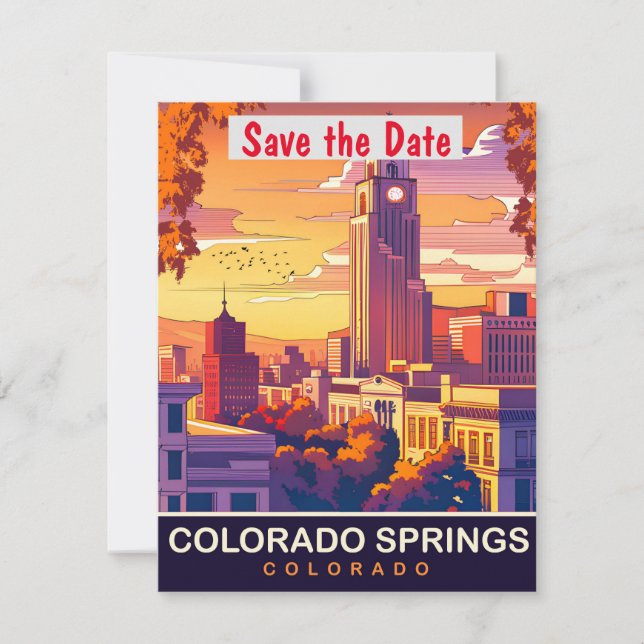 Colorado Springs Clock Tower wedding Invitation (Front)