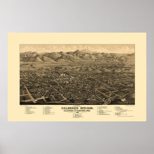 Colorado Springs, CO Panoramic Map - 1882 Poster