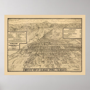 Colorado Springs, CO Panoramic Map - 1909 Poster