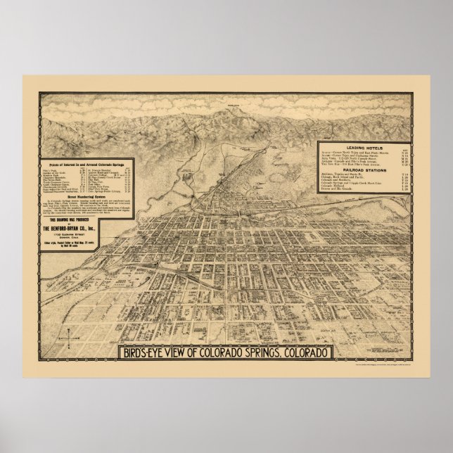 Colorado Springs, CO Panoramic Map - 1909 Poster (Front)