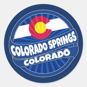 Colorado Springs Colorado flag burst stickers