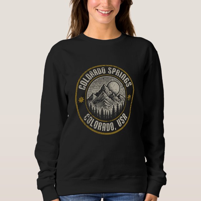 Colorado Springs Colorado USA Distressed Mountain  Sweatshirt (Front)