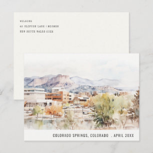 Colorado Springs, Colorado Watercolor Travel Postcard