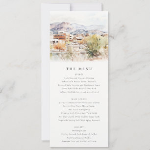 Colorado Springs, Colorado Watercolor Wedding Menu Invitation