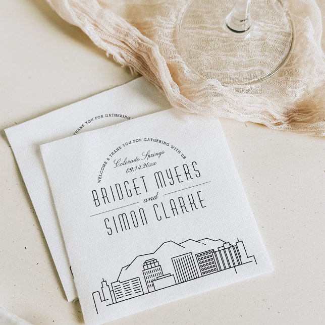 Colorado Springs Deco Skyline | Wedding Event Napkin (Creator Uploaded)