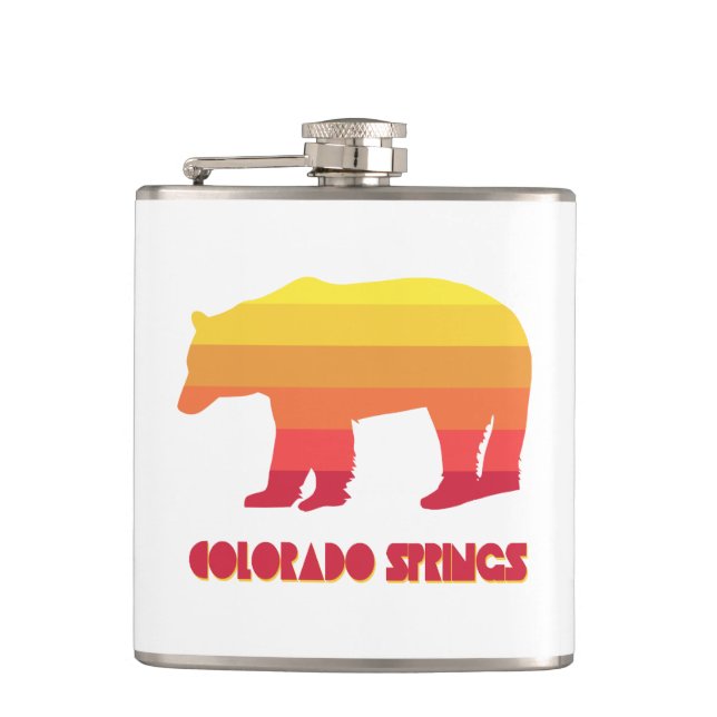 Colorado Springs Rainbow Bear Hip Flask (Front)