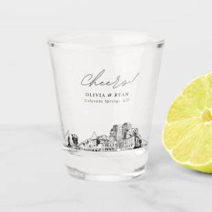 Colorado Springs Wedding Favour Personalised Cheer Shot Glass
