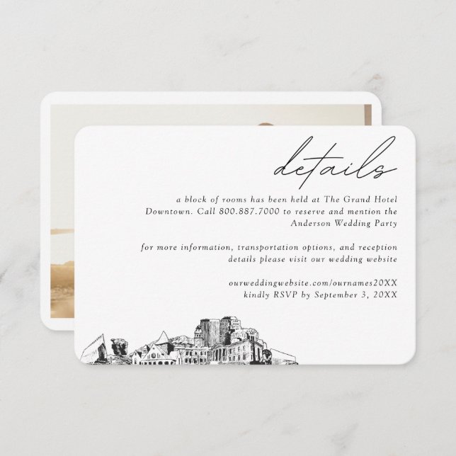 Colorado Springs Wedding Hotel Room Block Details Enclosure Card (Front/Back)