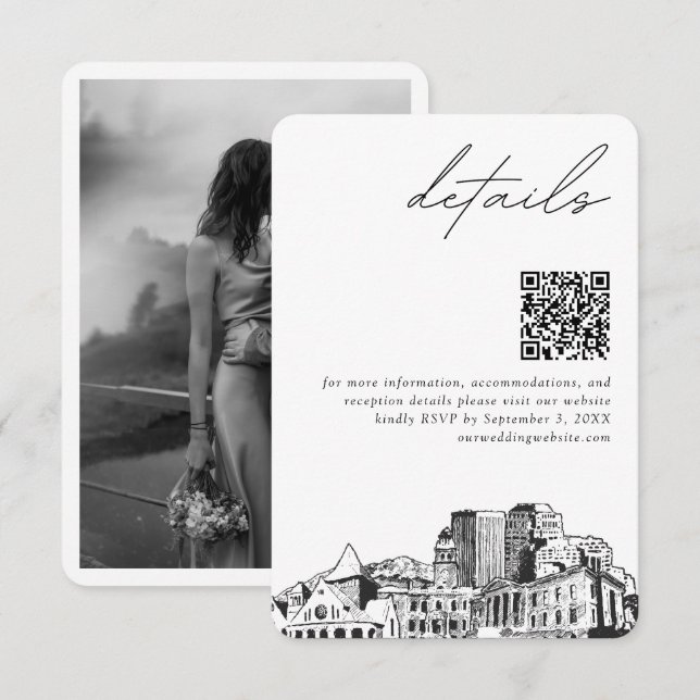 Colorado Springs Wedding Modern Details QR Code Enclosure Card (Front/Back)