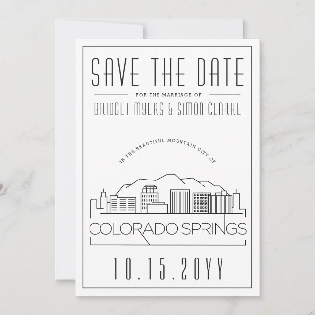 Colorado Springs Wedding | Skyline Save the Date Invitation (Front)