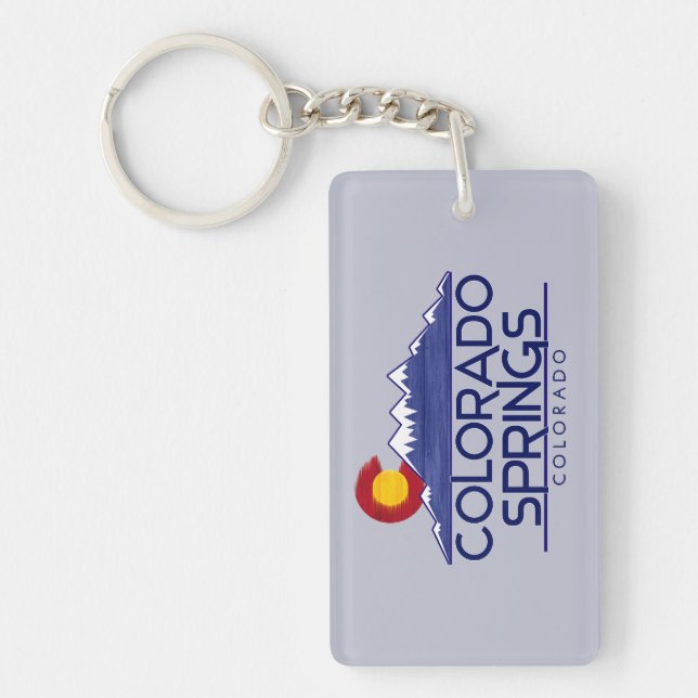 Colorado Springs wood mountains keychain (Front)