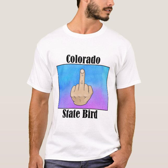 Colorado state bird t-shirt middle finger colour (Front)