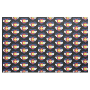 Colorado State Flag Love Heart Pattern Fabric