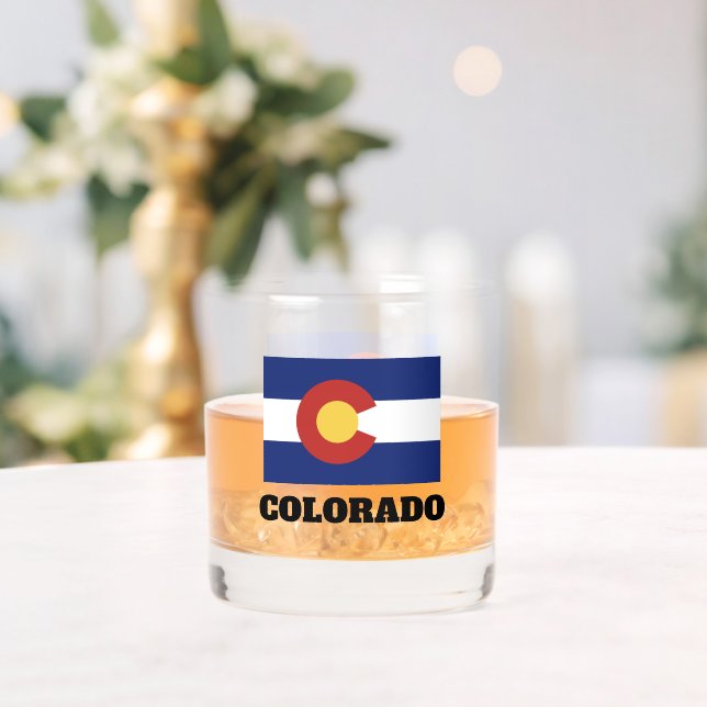 Colorado state flag personalised whiskey glass (Insitu (Wedding))