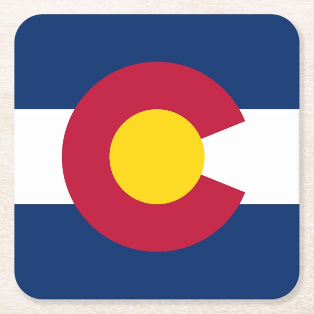 Colorado State Flag Square Paper Coaster (Front)