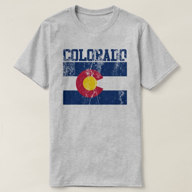 Colorado State Flag T-Shirt (Distressed) (Design Front)