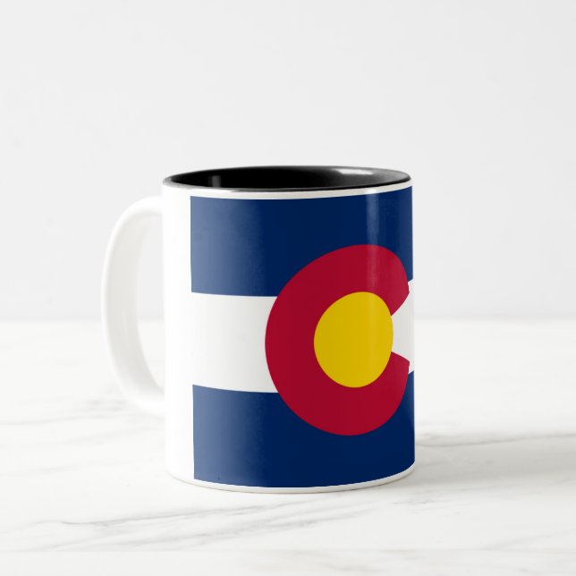 Colorado State Flag Two-Tone Coffee Mug (Front Left)