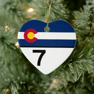 Colorado State Highway 7 shield Ceramic Ornament