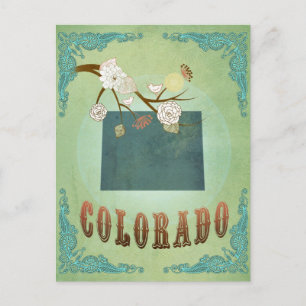 Colorado State Map – Green Postcard
