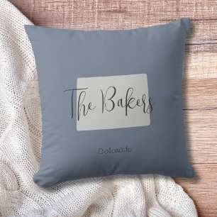 Colorado State Outline Family Name Throw Pillow