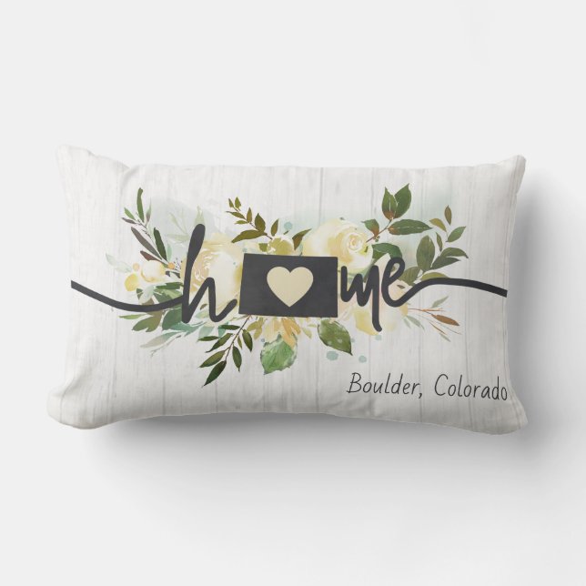 Colorado State Personalised Your Home City Rustic Lumbar Cushion (Front)
